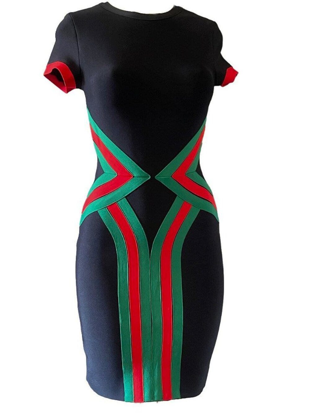 Colorblock Geometric Print Bodycon Sheath Bandage Midi Dress | Sizes M & L - Picture 5 of 7